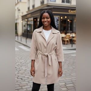 London Fog Tan‎ Trench Coat S Women Casual Raincoat Fall Winter Hood Belted Y2K